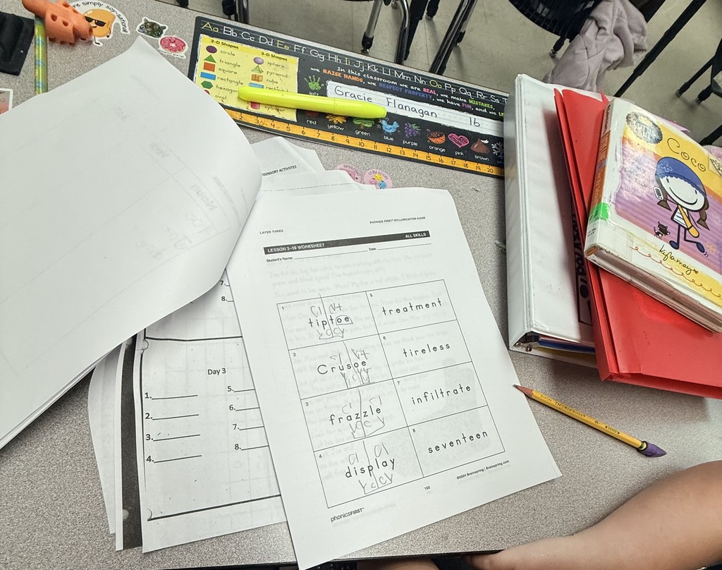 Mrs. Grinder's First Grade Class practiced their syllabication skills today!  This skill is essential for improving decoding, reading fluency, and spelling, as it helps students identify vowel patterns and apply phonics rules to pronounce words accurately. 