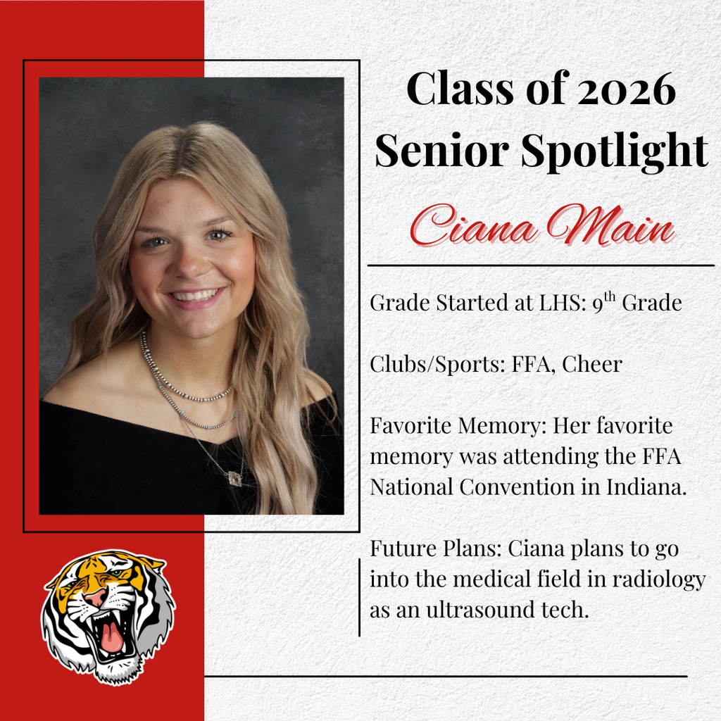 Class of 2026 Senior Spotlights: Ciana Main ❤️🎓🤍  