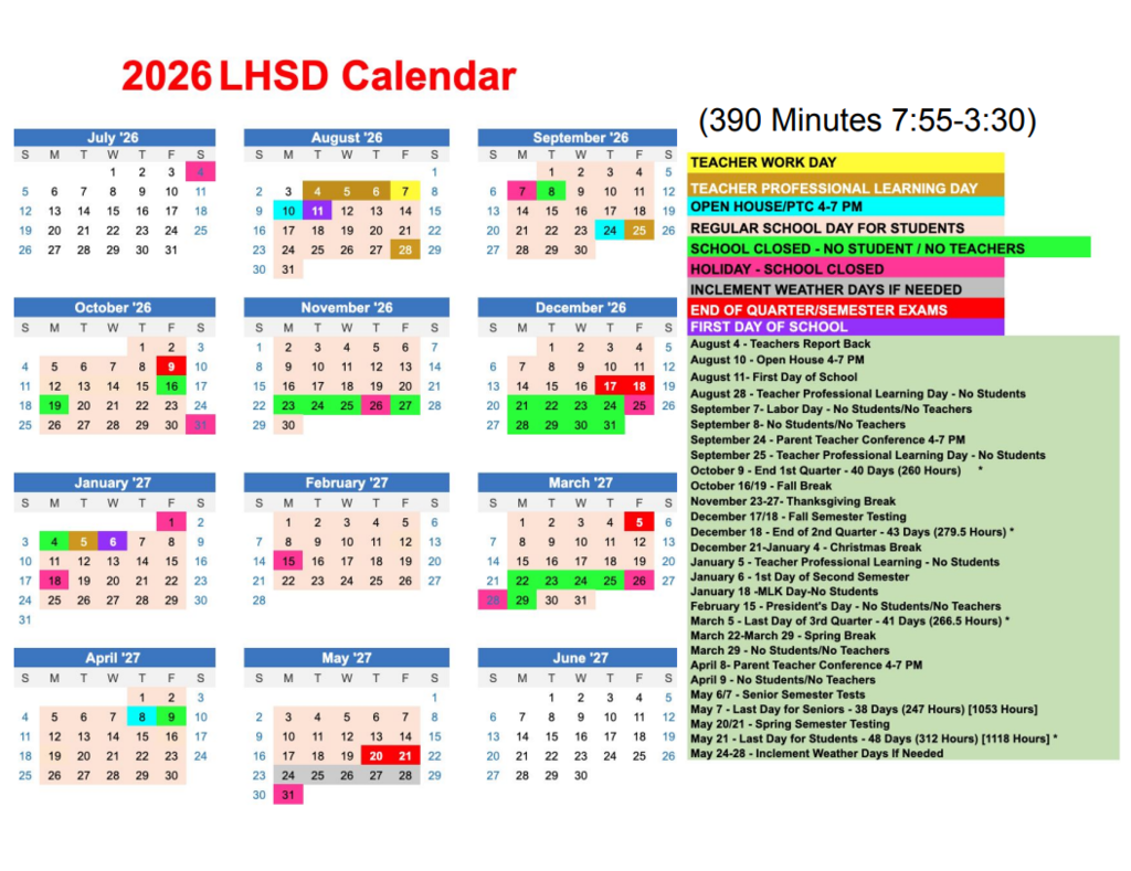 2026 LHSD Calendar