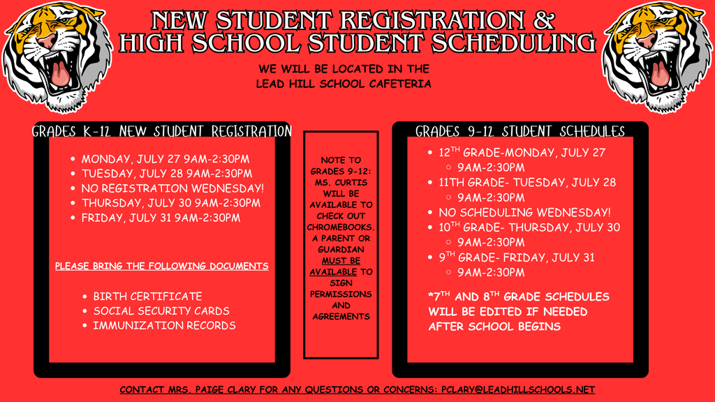 Graphic containing student registration and scheduling information