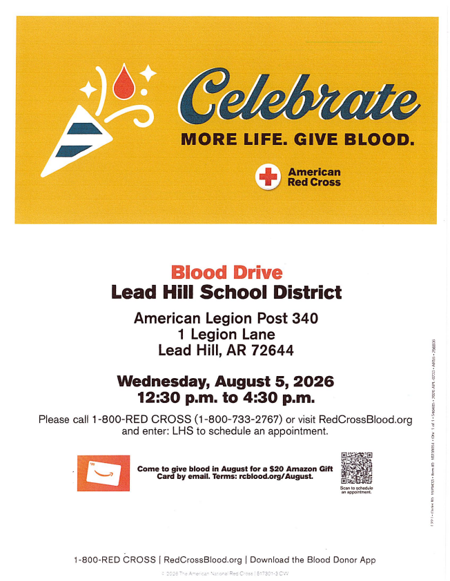 Blood Drive August 5 12:30pm-4:30pm American Legion Post 340