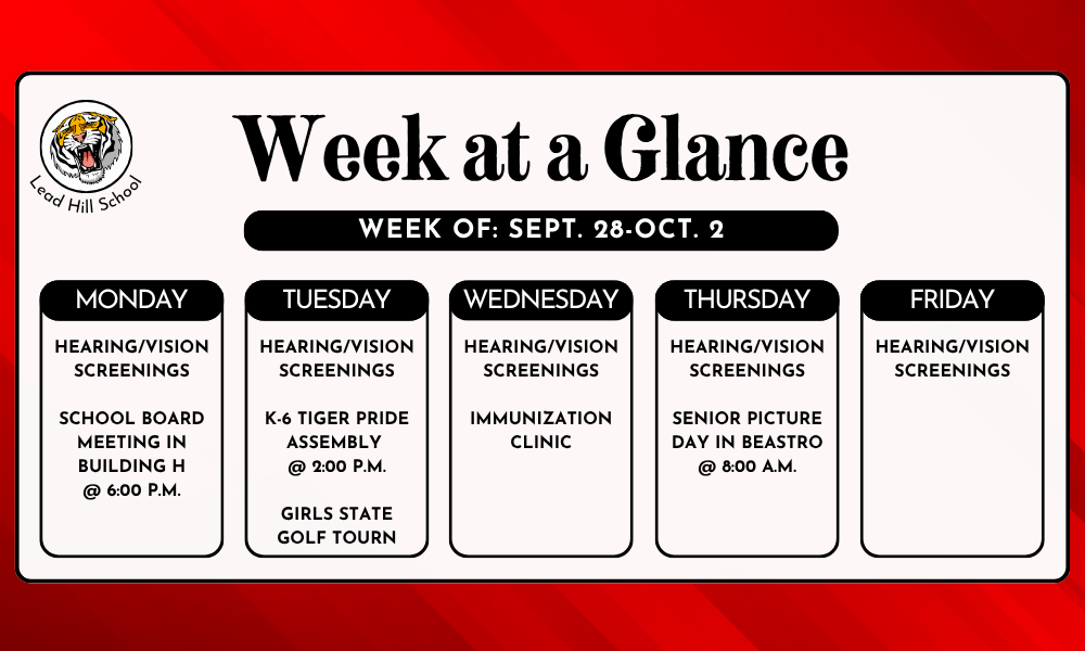 Week at a Glance: Sept. 28-Oct. 2