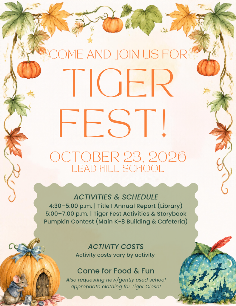Join us for some family fun at Tiger Fest on Friday, October 23rd! 