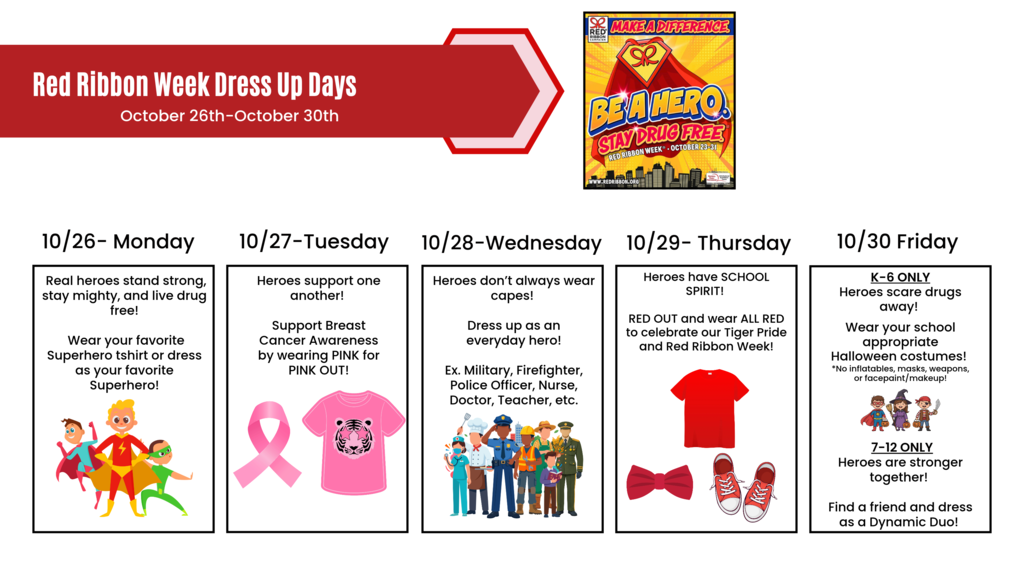 Red Ribbon Dress Up Days October 26th-30th