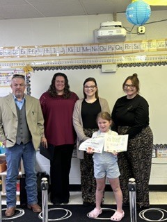 Congratulations to Cady Spillman for being selected for the Equity Bank Back to School Drawing Contest! Thank you to Equity Bank for presenting her a certificate, supplies for her class, and providing a financial literacy lesson for her class! Great job, Cady!!