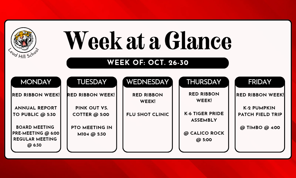 Week at a Glance oct 26-30