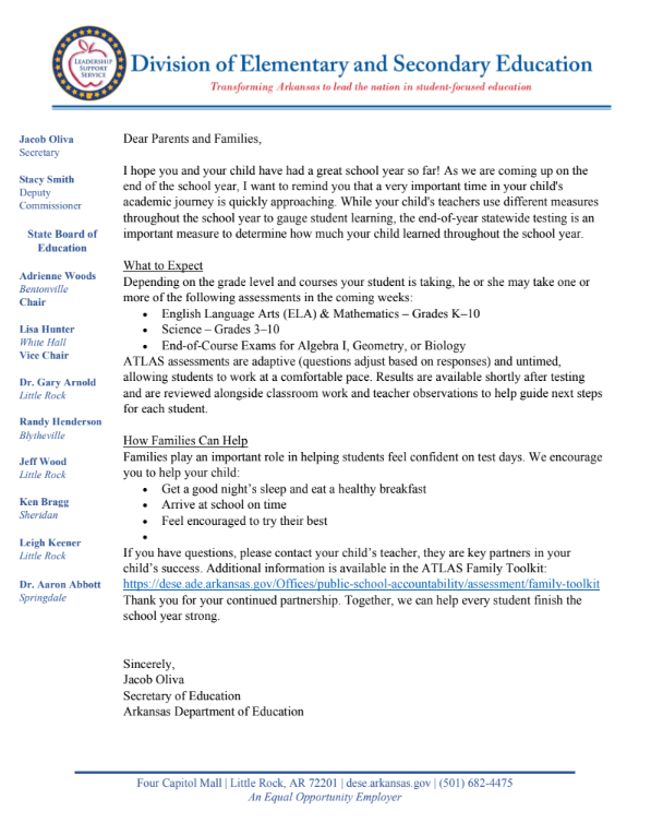 DESE Parent Letter