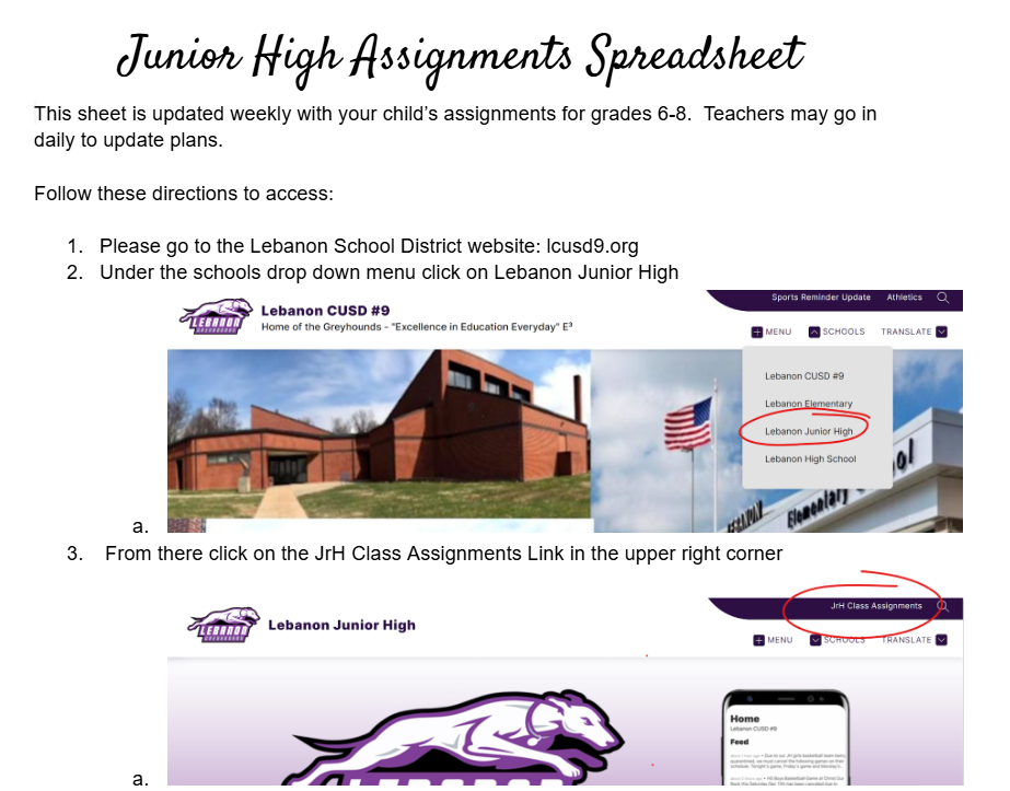JrHigh Assignment Spreadsheet1