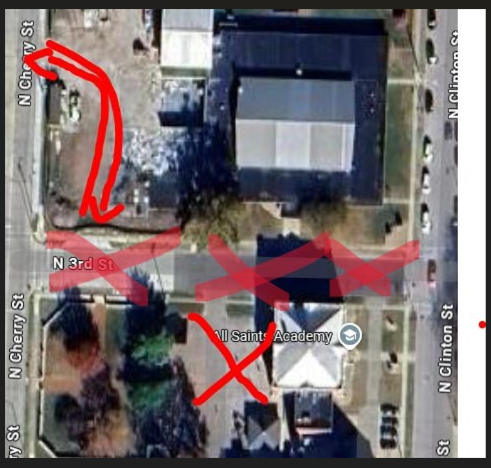 Red areas are no parking for the jh girls basketball regional