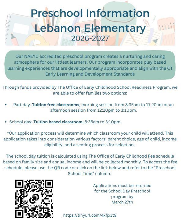 Preschool Application and Timeline 2026-2027