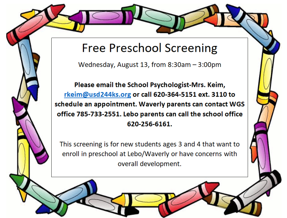 Free Preschool Screening flyer