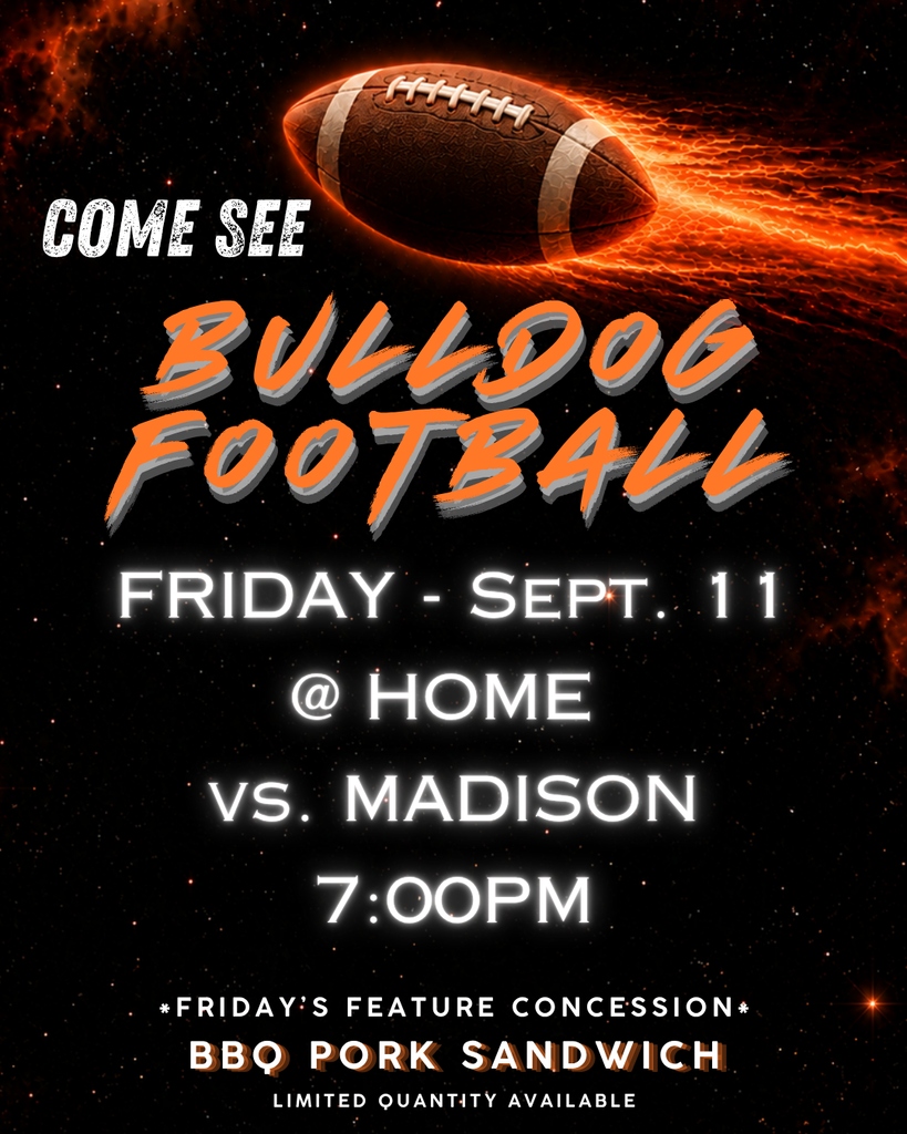 WHS Football 9-11 - vs. Madison (BBQ Pork Sandwich is featured menu item)
