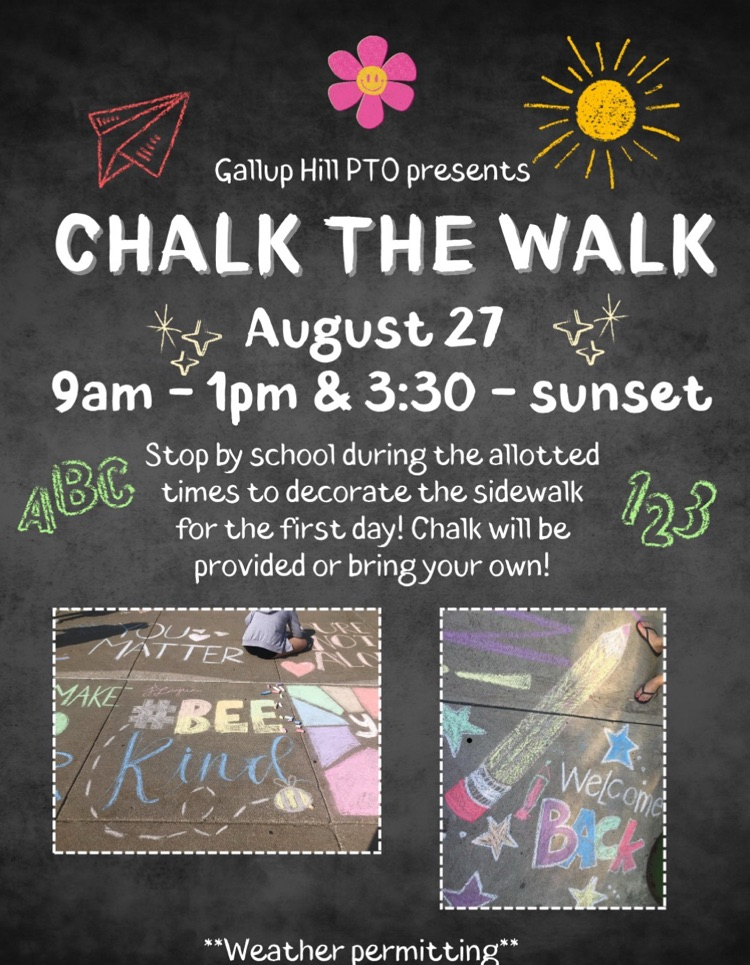 advertisement for chalk, the walk event at Gallup Hill School