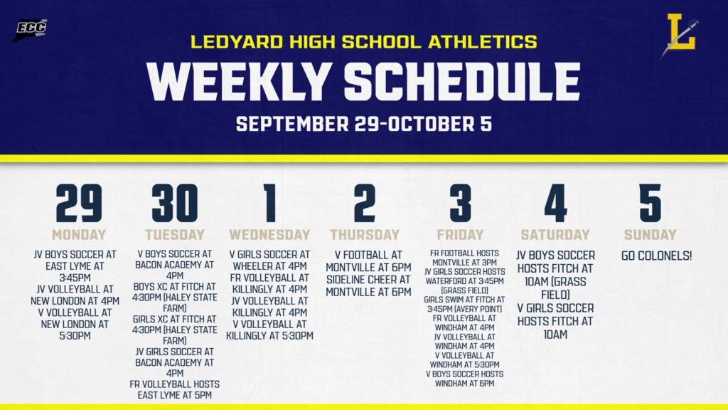 LHS Athletics Schedule for Week of 9/29