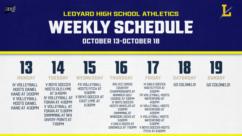 LHS Athletics Schedule for Week of Oct 13