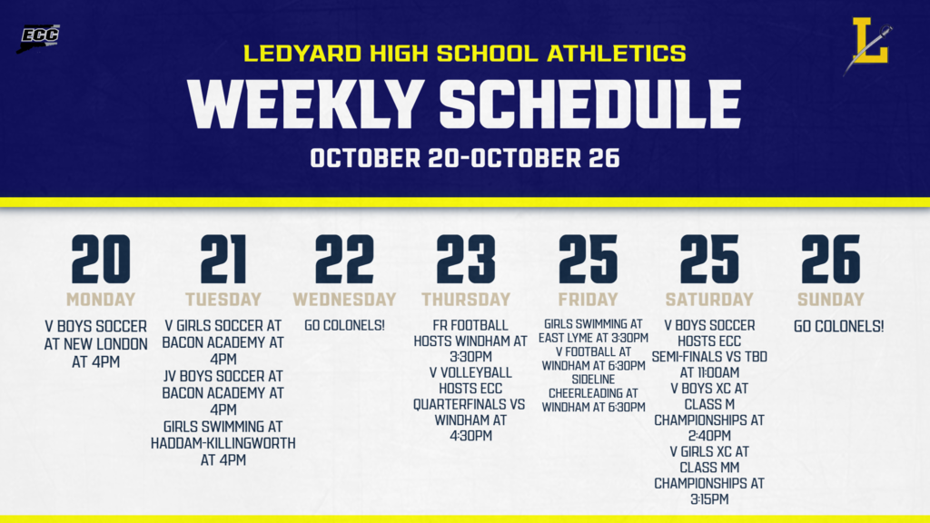 Ledyard High School Athletics Weekly Schedule