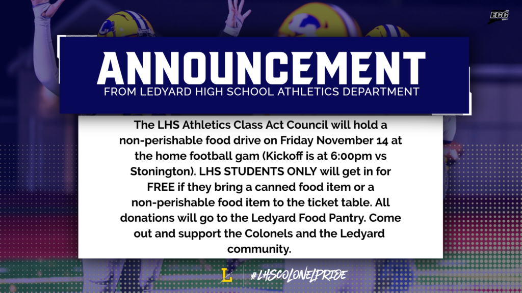 Food Drive at Friday Night's Football Game for LHS Students