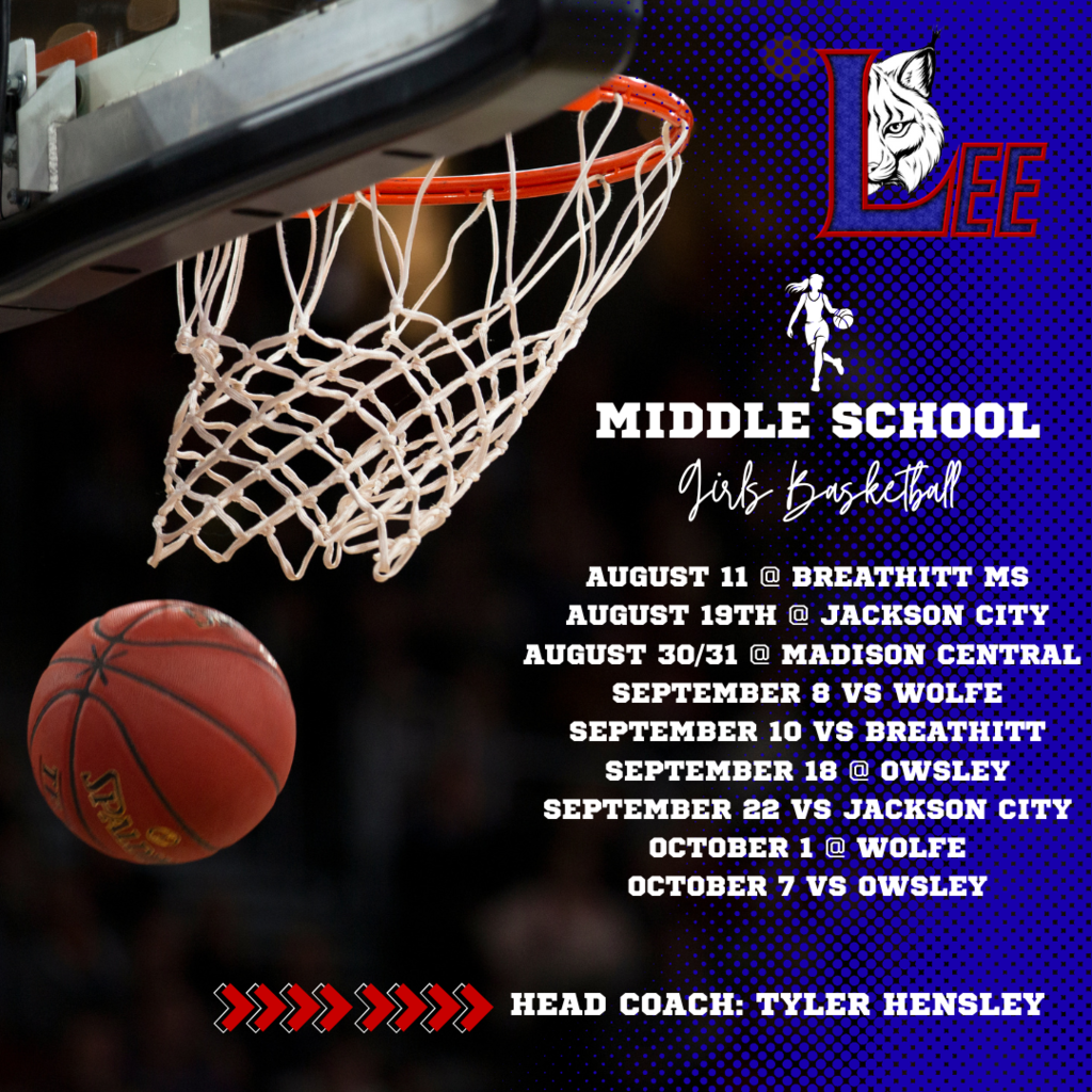 Lee County Middle School girls basketball schedule