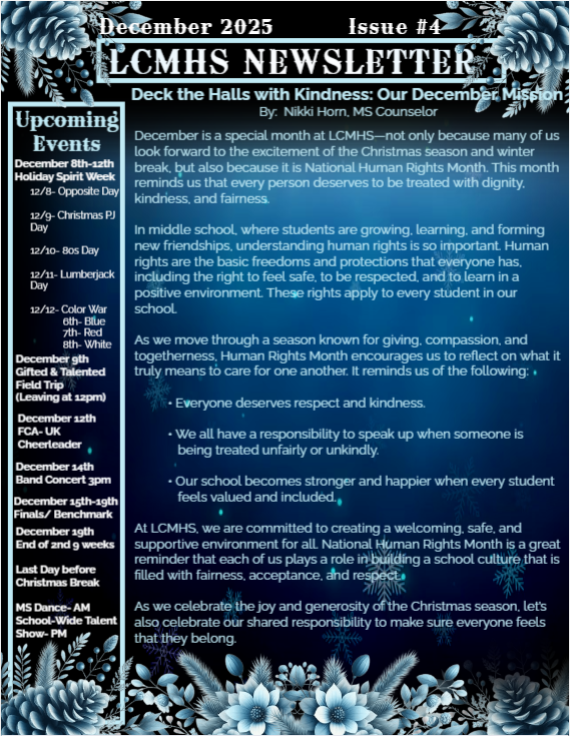 December 2025 Middle School Newsletter