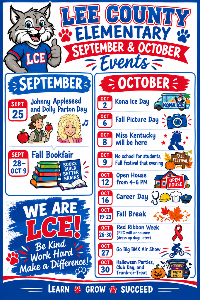 Here is an updated list of our upcoming events here at LCE!