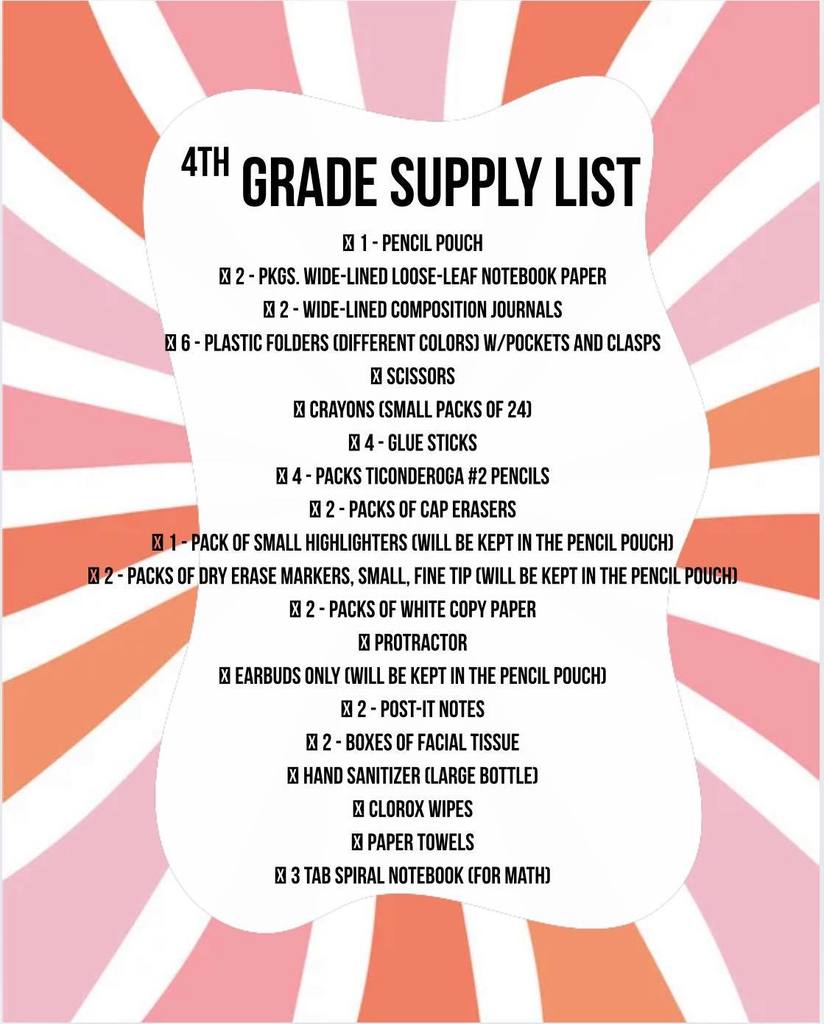 School Supply Lists