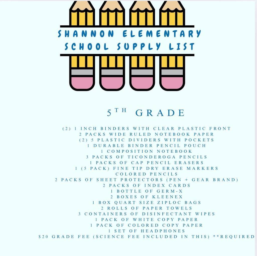 School Supply Lists
