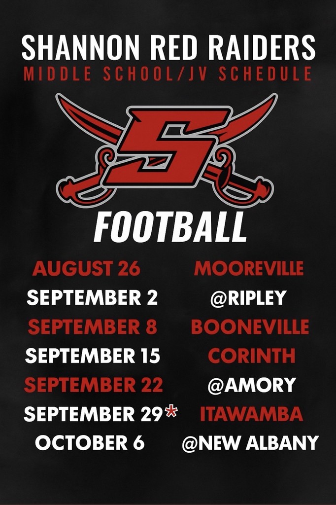 Shannon Middle School/JV Football and Basketball Schedules