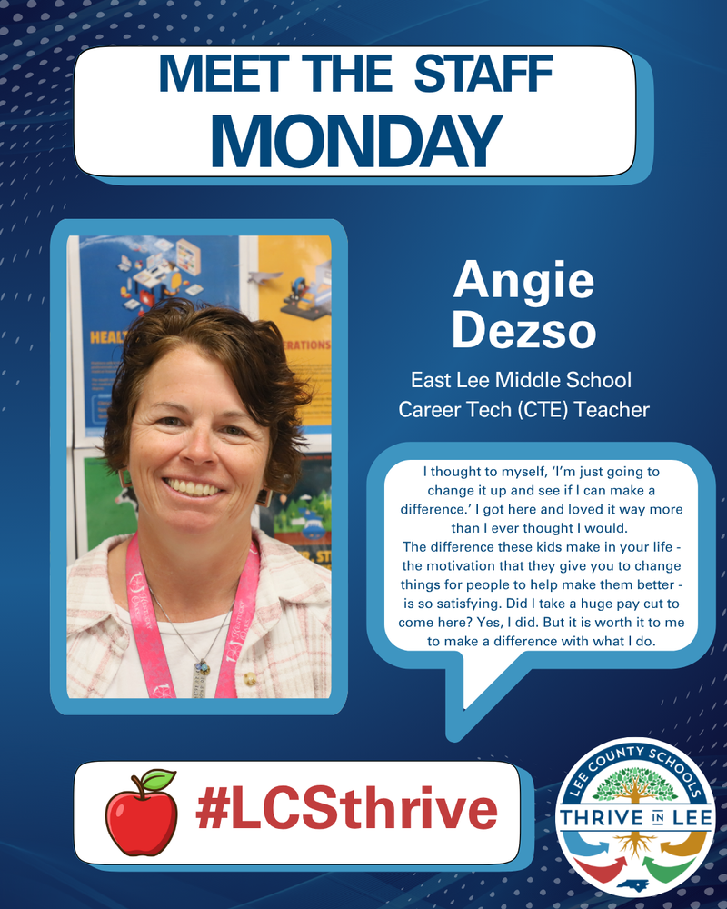 Angie Dezso Recognition for Meet the Staff Monday
