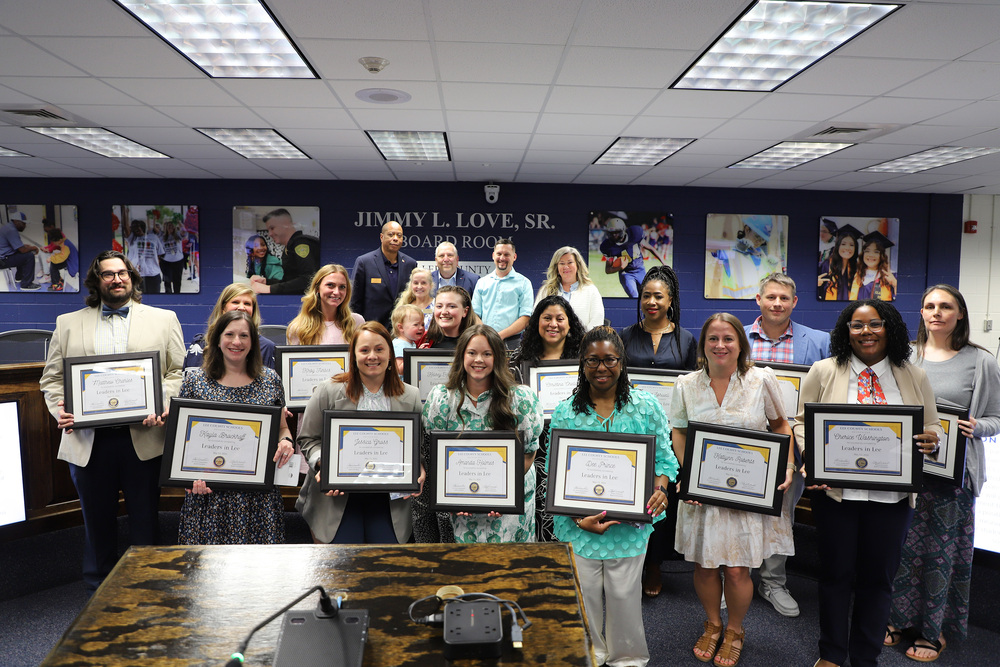 Leaders in Lee recognized at the Board of Education meeting in May 2026