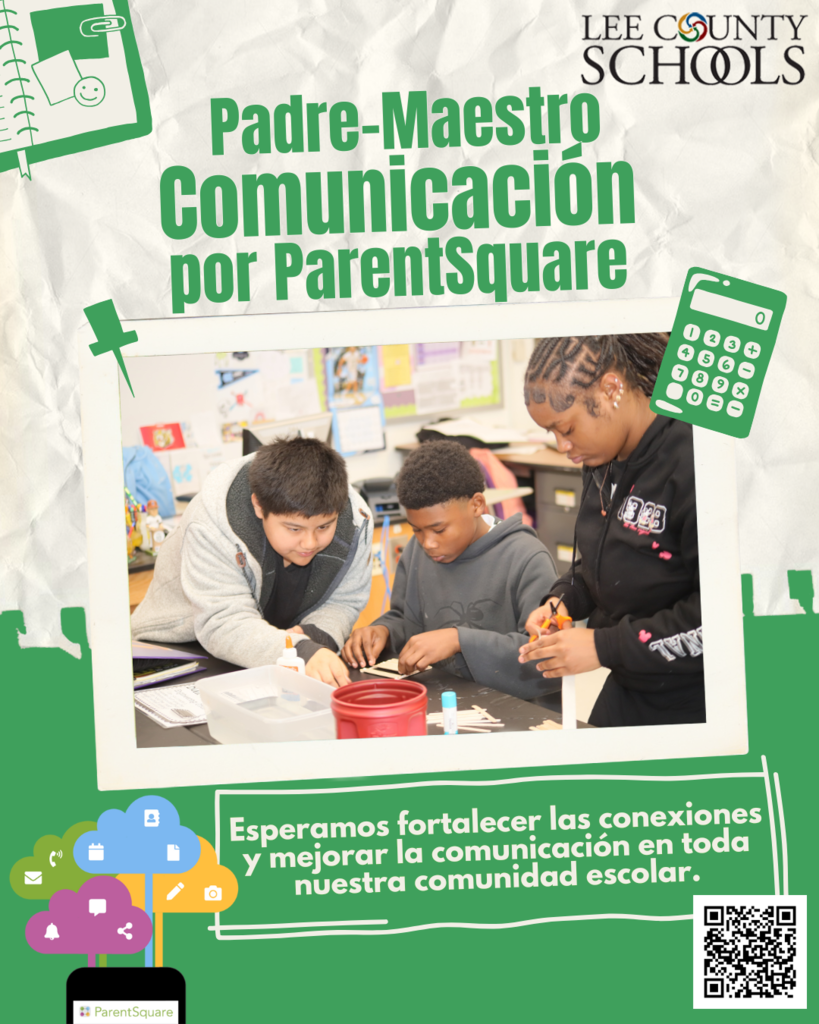 ¡Estamos haciendo que sea más fácil para los padres de escuela intermedia y secundaria mantenerse conectados! Lee County Schools ahora utiliza ParentSquare para la comunicación entre la escuela y el hogar en todos los campus de secundaria. Las familias pueden recibir actualizaciones de los maestros y asesores del club, firmar formularios, programar reuniones y más, desde su teléfono, computadora o a través de la aplicación gratuita. Esperamos fortalecer las conexiones y mejorar la comunicación en toda nuestra comunidad escolar. Regístrese: http://parentsquare.com/signin Descargue la aplicación: https://www.parentsquare.com/select_school/new #LCSthrive #ParticipaciónFamiliar