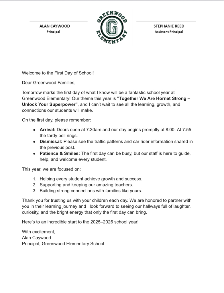 welcome letter