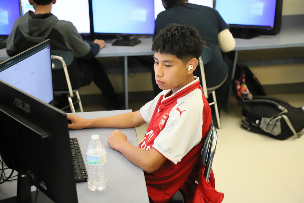 Student in a Cybersecurity class at Southern Lee High