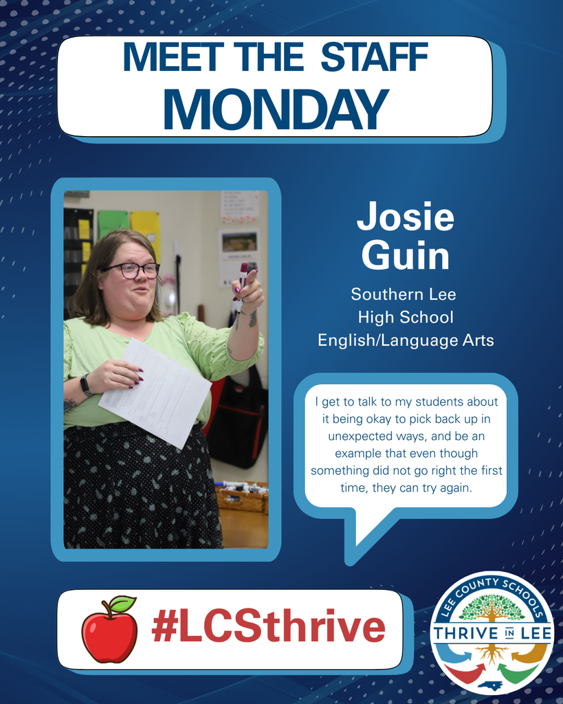 Meet the Staff Monday - Josie Guin - Southern Lee High English Teacher