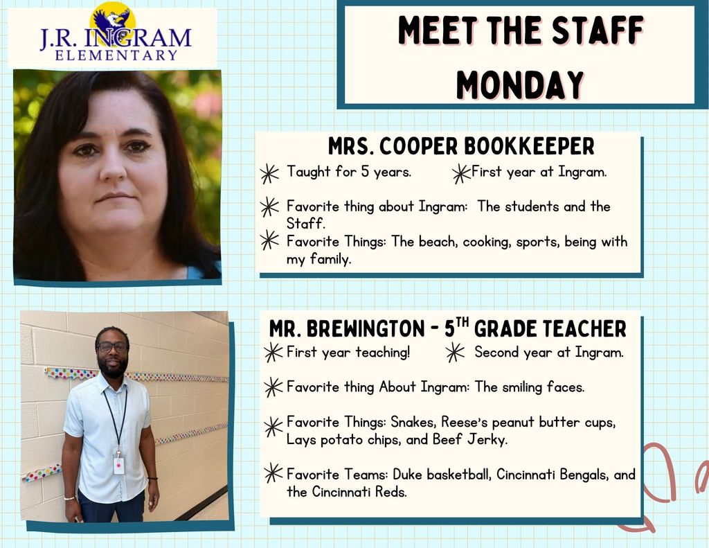 Mrs. Cooper and Mr. Brewington