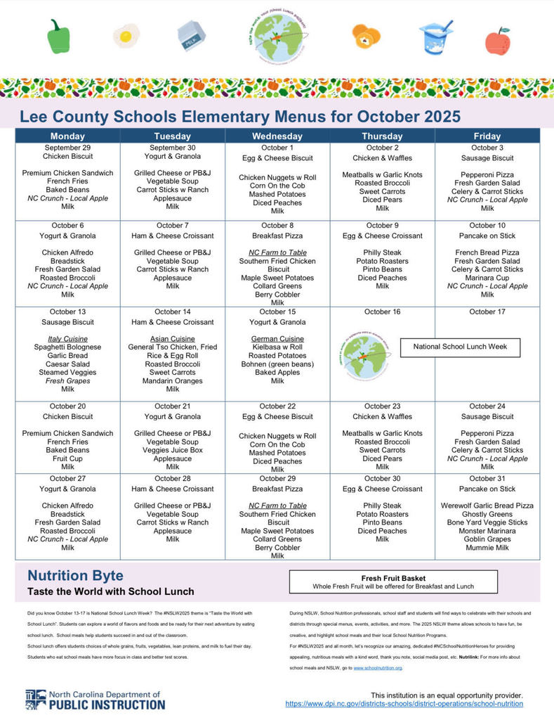 October Menu