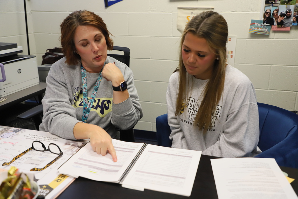 Heather McKenzie meets with a CCP Student, Emma, at LCHS