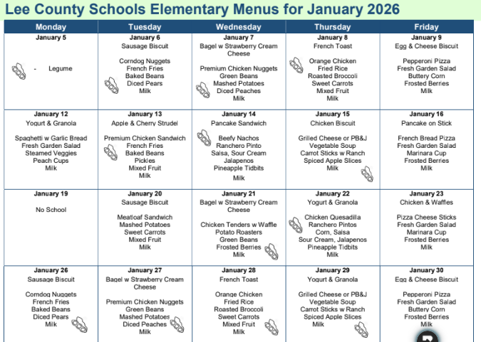 January menu