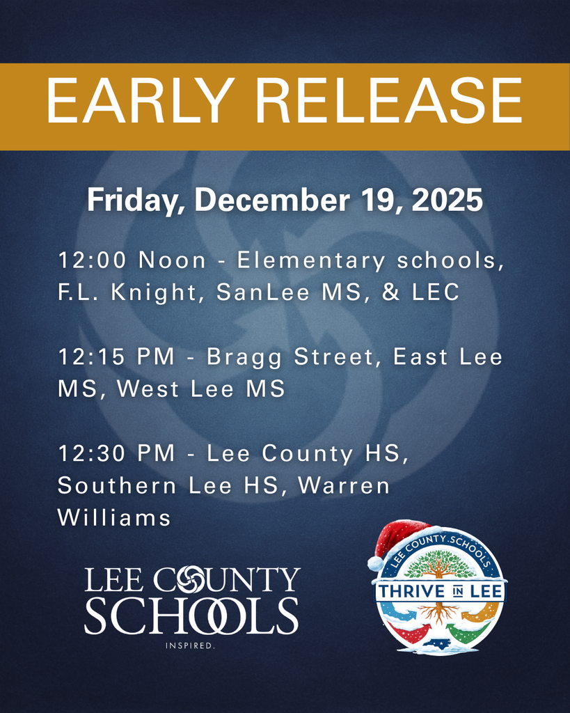 Early Release Reminder for Students and Families on Friday, December 19