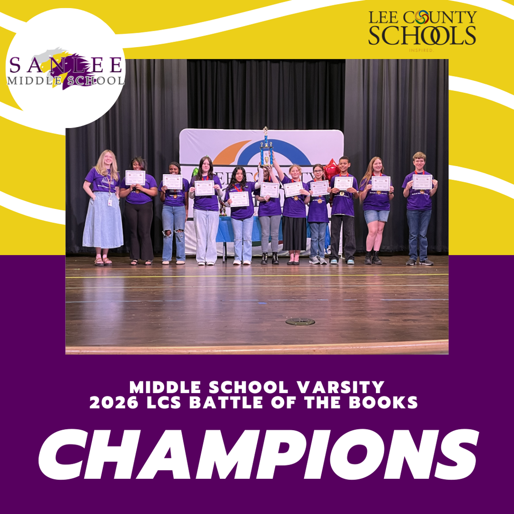 SanLee Middle Varsity Battle of the Books Champions Graphic