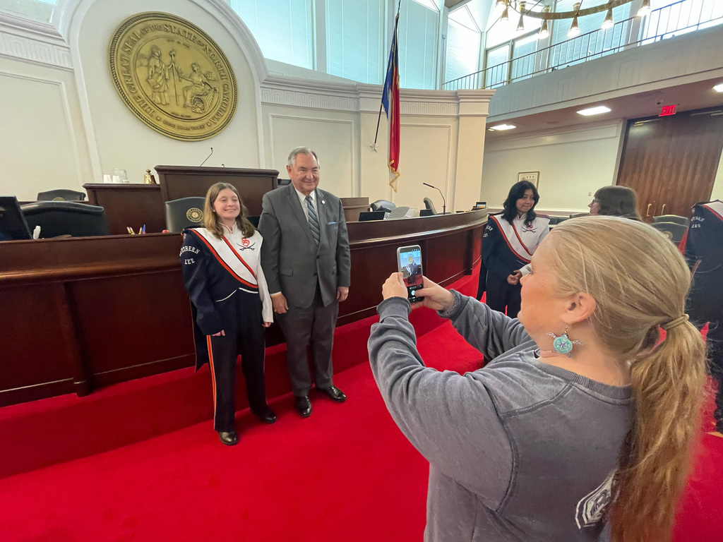 Southern Lee Marching Band plays NCDPI and goes to Senate Chamber Floor