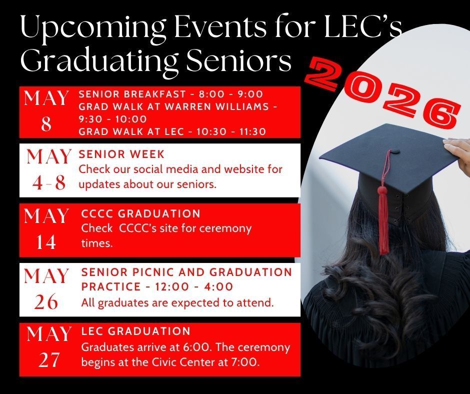 Upcoming events for Graduating Seniors