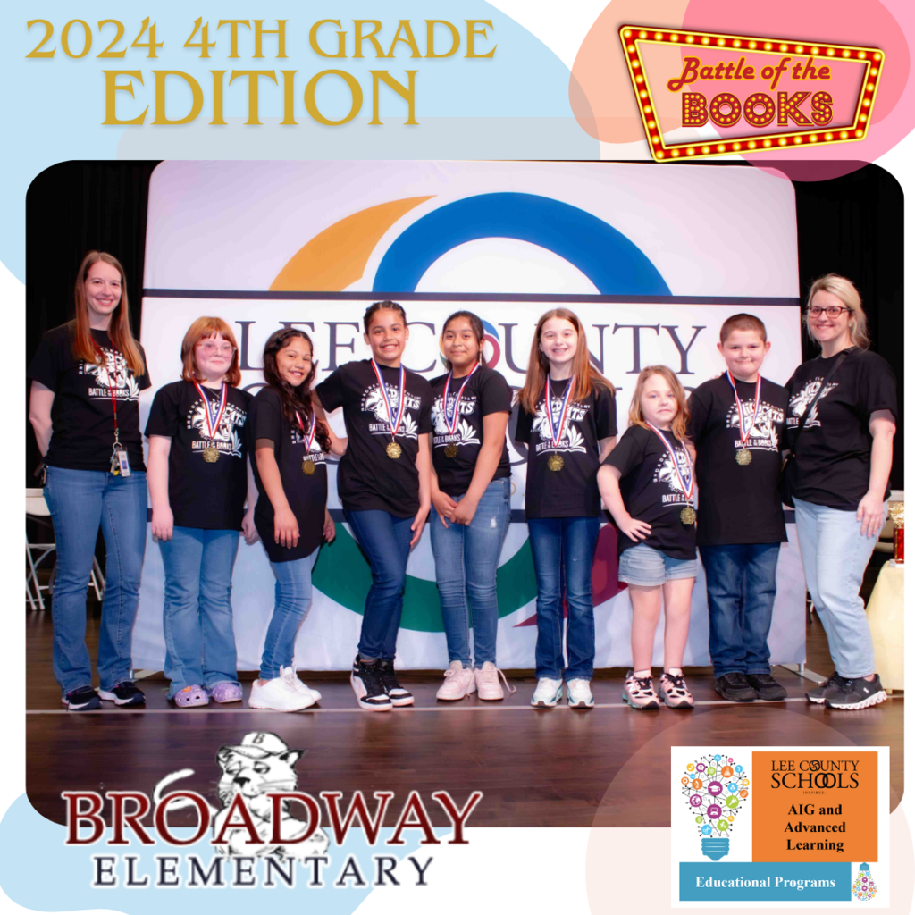 Broadway Elementary School team photo from 2024 Battle of the Books (4th Grade)