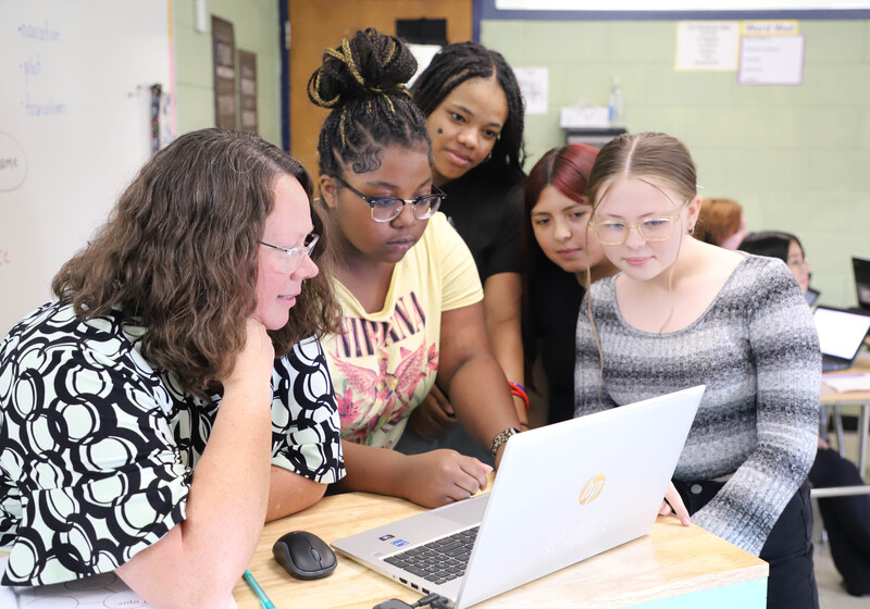 Bancroft with students