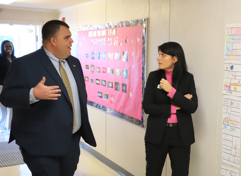 Ashburn and Dossenbach discuss education policy at Tramway