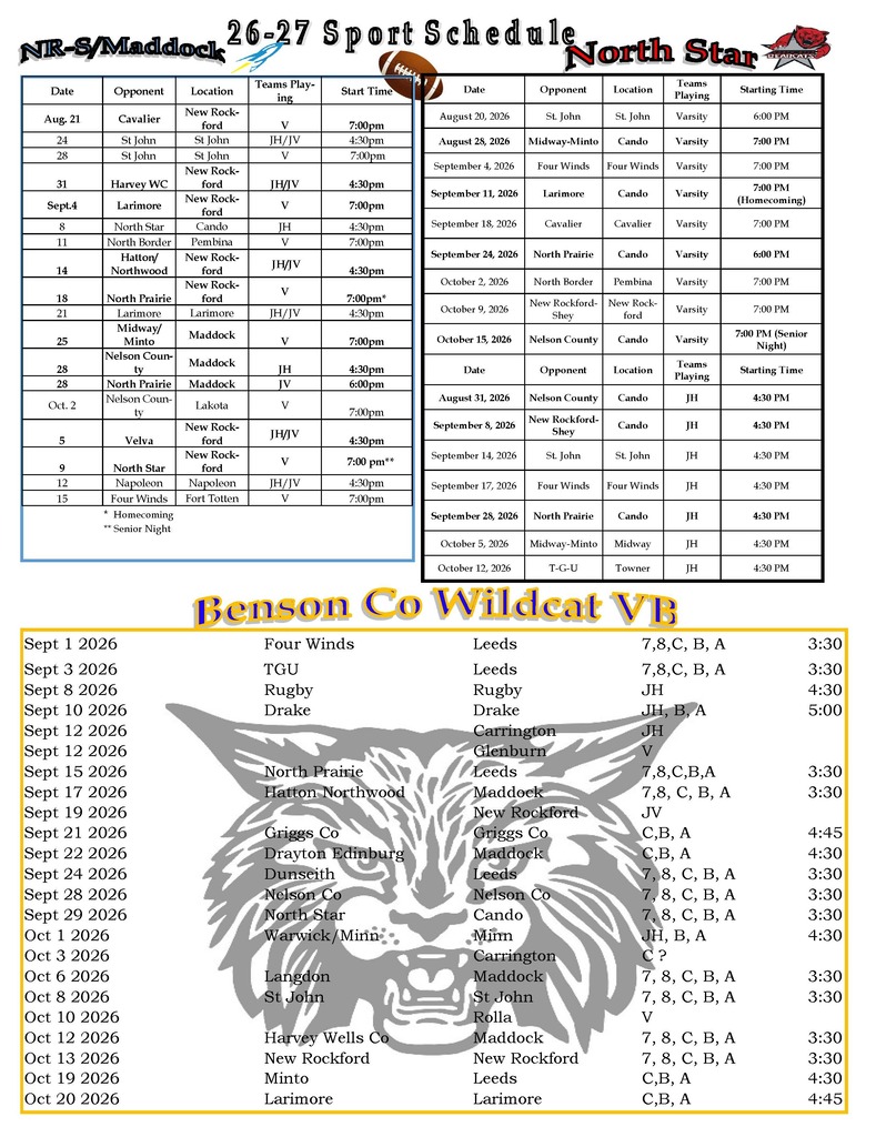 Sports Schedule Page 1