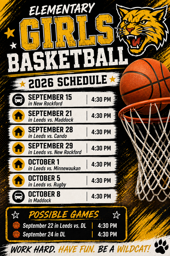Elementary girl basketball game schedule flyer