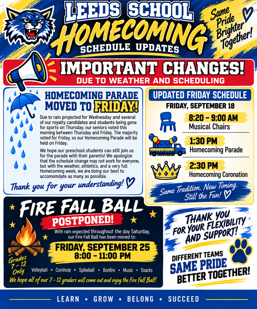 Homecoming Schedule Changes