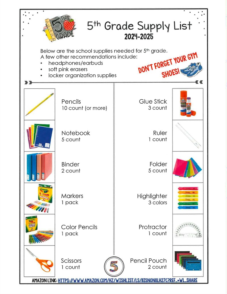 5th Grade Supply List