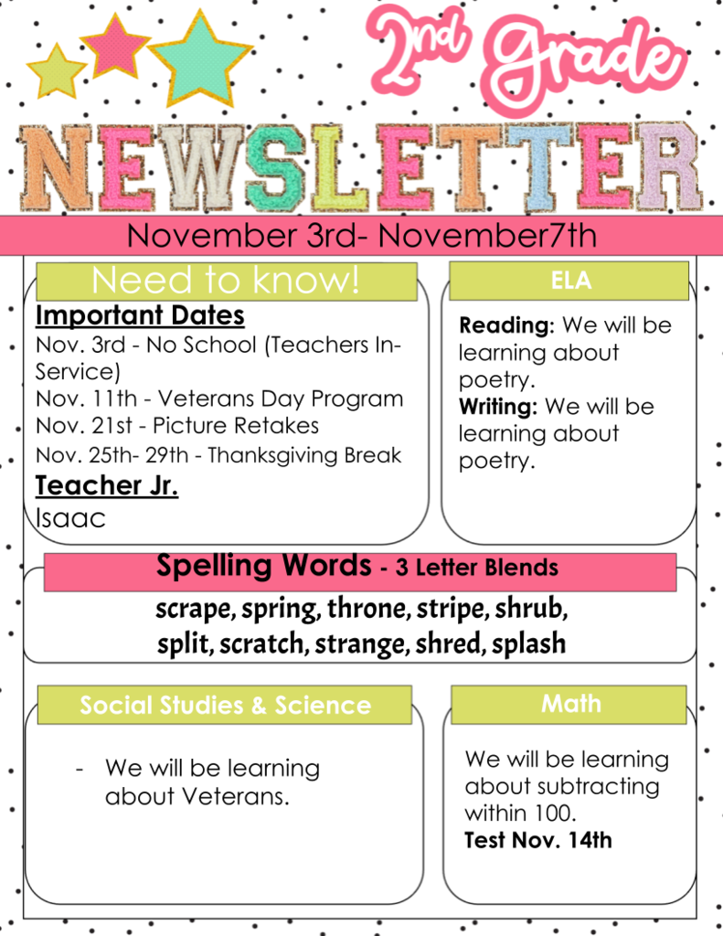 second grade newsletter