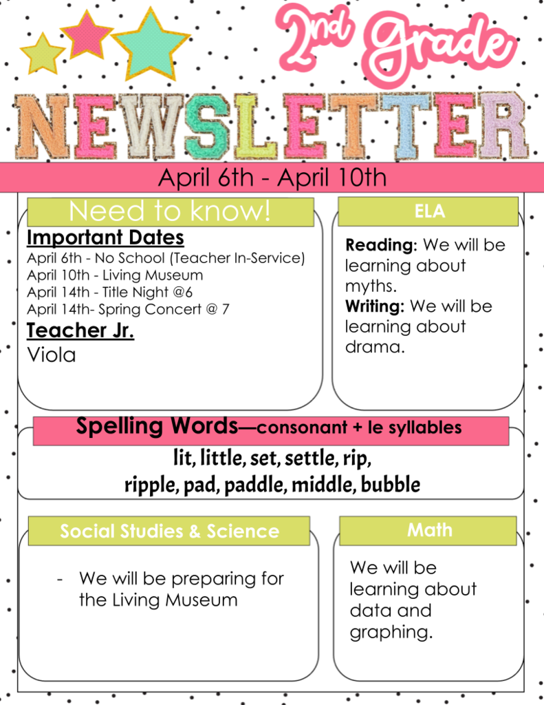 second grade newsletter